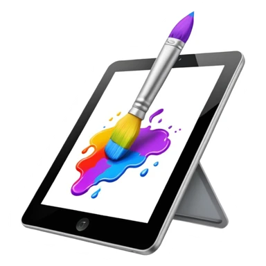 paintbrush drawing on a tablet screen sticker
