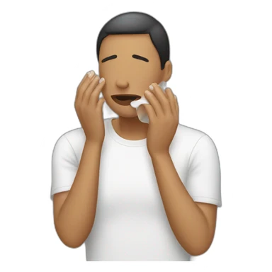 person wipes sweat from their face sticker