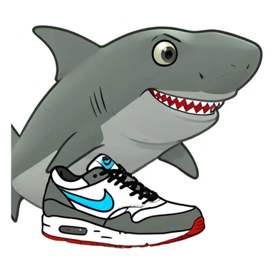 Create a shark with Nike shoes on your feet. sticker