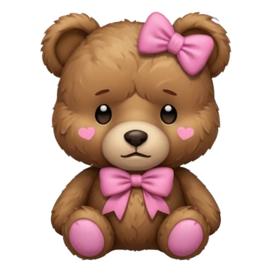 Sad Sleepy teddy bear wearing pink bow sticker