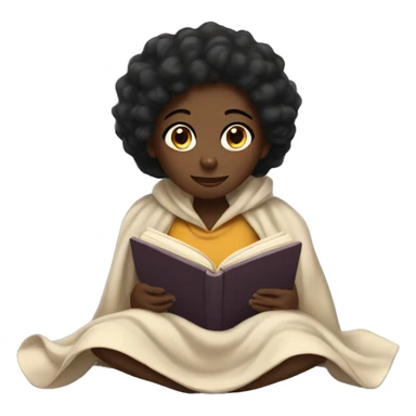 Black girl inside a blanket reading a book sticker