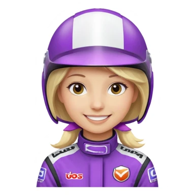 girl blonde, Race Driver purple cloth, white helmet sticker