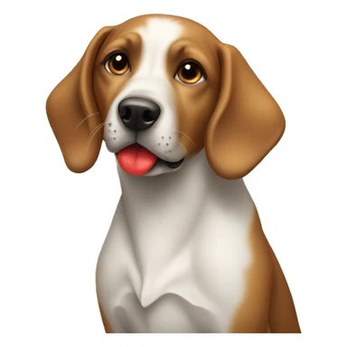 A dog with a red kiss mark on its forehead sticker