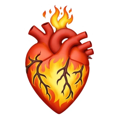 Anatomy correct heart on fire sticker