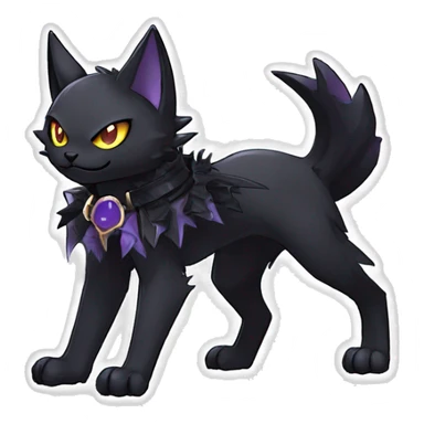 cool edgy evil beautiful pretty anthro godly legendary powerful colorful black shiny fantasy elegant nargacuga-bat-cat-Fakemon wearing a collar, techwear punk style, full body sticker