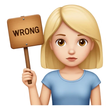 girl holding sign that says wrong sticker