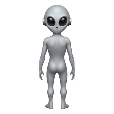 fullbody gray alien looking behind, rear backview sticker