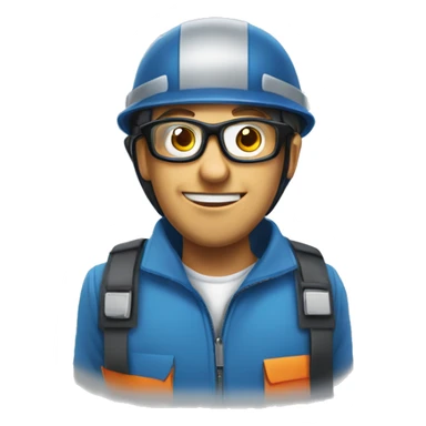 Man with safety helmet, glases and earplugs sticker