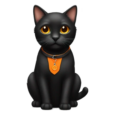 black cat with orange collar  sticker
