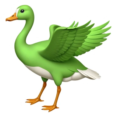 "Running goose emoji with long neck and two legs, all bright green #39C700. Wings folded tightly, no flapping or extra colors." sticker