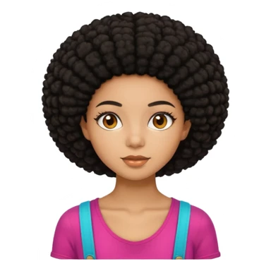 Mixed race emoji girl with brown eyes and black afro hair wearing summer clothes  sticker