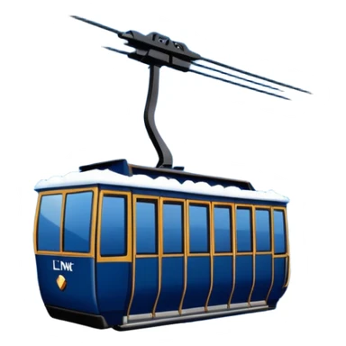 create a cablecar emoji in winter. make it navy dark blue. no yellow. and add the words in white: Lenk  sticker