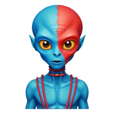 alien living in desert, dressed like a desert alien, red/blue colorful, accessories, just face  sticker