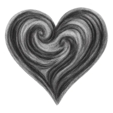 heart with a swirling charcoal pattern, digital illustration sticker