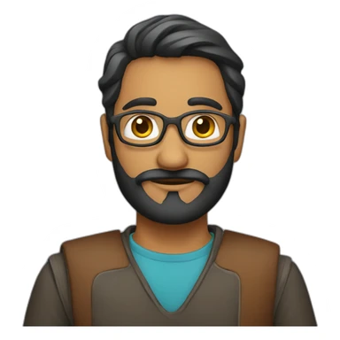 brown indian software engineer with anchor beard sticker