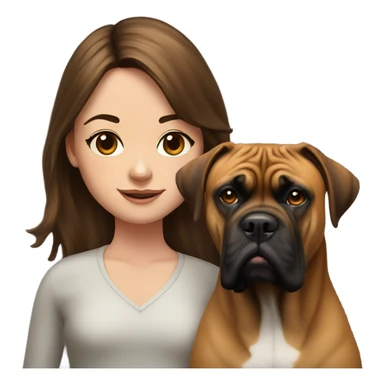 realistic portrait of girl with Brown hair and bullmastiff sticker