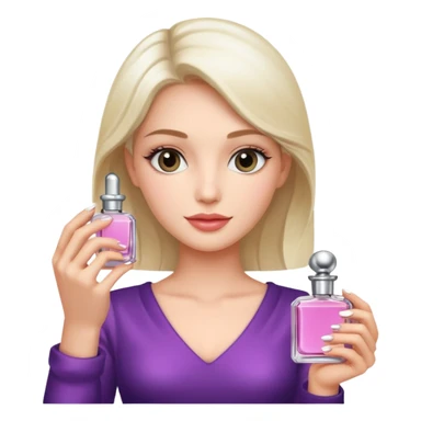 Full body pretty woman holding mini perfume sticker