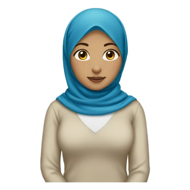 a hijabi girl with light skin and blue hijab sticker