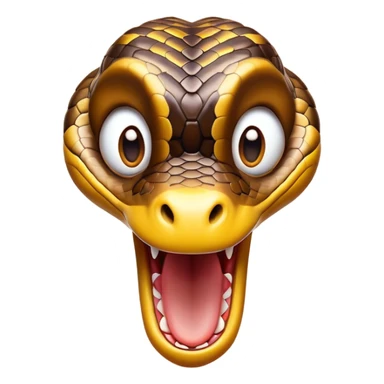 Cinematic Comical Python Portrait Emoji, Head tilted dramatically with an exaggeratedly shocked expression, featuring a robust, patterned body with wide, comically expressive eyes full of humorous disbelief, Simplified yet hilariously expressive features, highly detailed, glowing with a slightly sassy glow, high shine, dramatic yet playful, stylized with an air of quirky reptilian attitude, soft glowing outline, capturing the essence of a meme-worthy python that looks ready to side-eye its way into viral fame! sticker