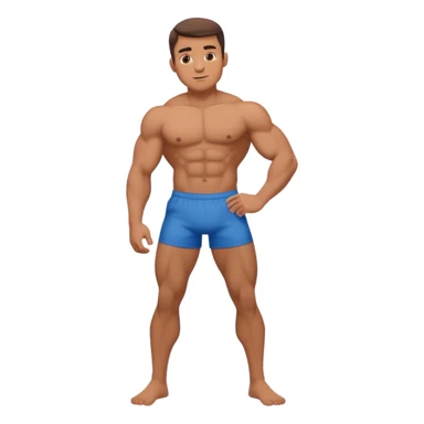 Shirtless buff guy posing but his legs are very small sticker