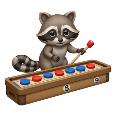 Raccoon playing deck shuffleboard sticker