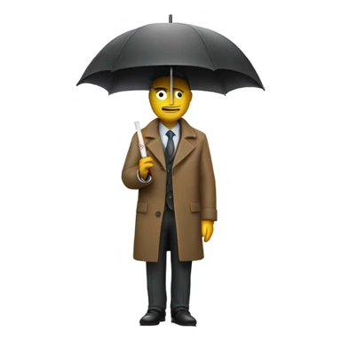 Man with the head of a cigarette holding an umbrella sticker