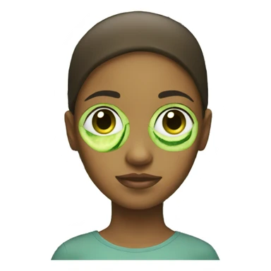 Girl with cucumbers on eyes sticker