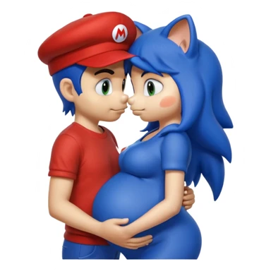 pregnant sonic kissing mario sticker