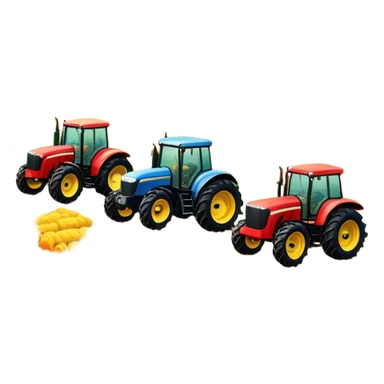 An icon showing tractors in a colorful rural landscape, inspired by Farming Simulator 22. The design features vibrant fields, barns, and crops under a bright sky, with tractors working the land. The peaceful and immersive farming environment is highlighted with a transparent background sticker