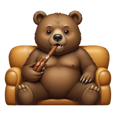 A bear with a cigar in its mouth chilling in the couch sticker