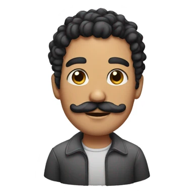 Man with short black hair and a big curly mustache sticker