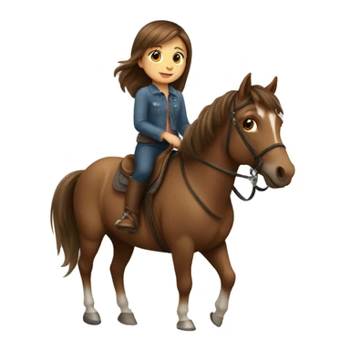 little girl with brown hair riding a horse sticker