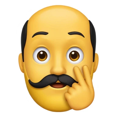 circular yellow emoji with black beard, mouth to the side, one eyebrow up, hand gesturing 'no' sticker