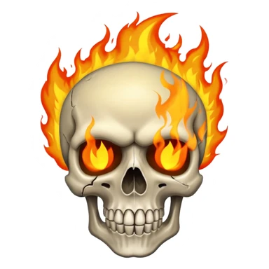 Skull on fire sticker