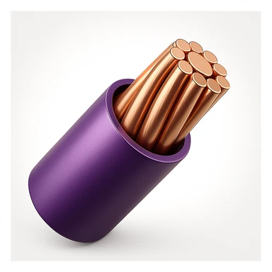 copper cable with purple insulation, detailed, icon style sticker