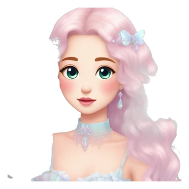 Dreamy pretty VOGUE elegant kawaii shiny blushing shy pastel lady pastelcore kawaii beautiful hair fairycore cottagecore jewels trending aesthetic sticker