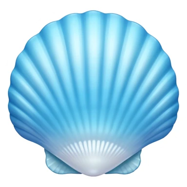 Light blue seashell emoji, pearl texture, soft gradient, smooth curves, glossy finish sticker