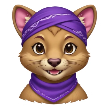 Fossa animal wearing a purple bandana on his forehead from league of legends laughing emoticon sticker
