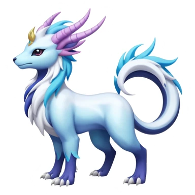 Shiny Glossy Pastel Light Divine Draconic Beautiful Floral Snowy Pretty Absol-Amaura-Suicune-Cobalion-fusion, full body sticker