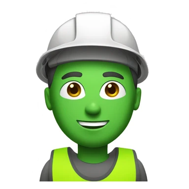 white man with construction helmet green as if ready to work sticker