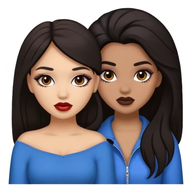 Boujy baddie best friends, trendy heavy makeup both dark hair one light skinned and one light brown  sticker