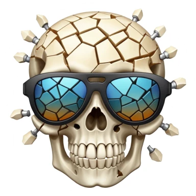 exploding skull with mosaic sunglasses sticker