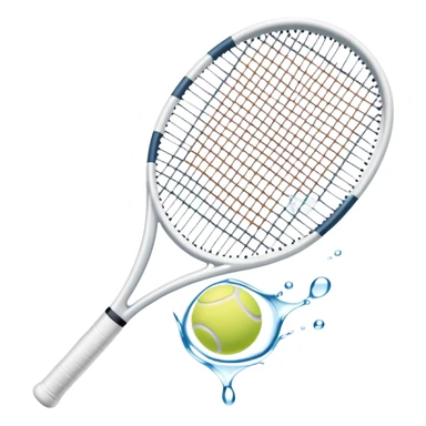 Pearl white tennis racket net, glowing with water ripple patterns sticker