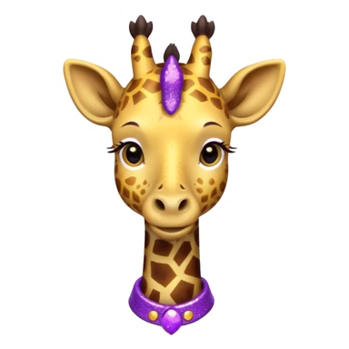 Girafa com colar roxo com glitter sticker