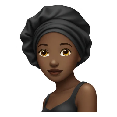 black girl wearing a black satin hair bonnet sleeping sticker