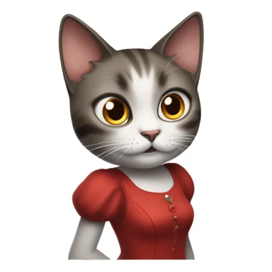 Ada from Resident Evil in the form of a cat in a red dress is an accidental emotion sticker