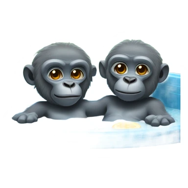 Two blue gorilla babies in hot tub  sticker
