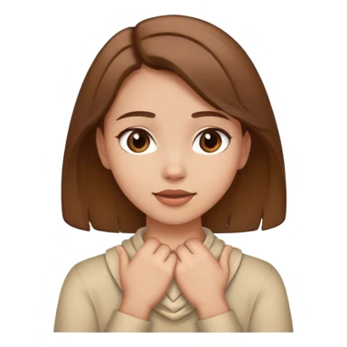 Girl with brown hair and hands around her neck ￼ sticker