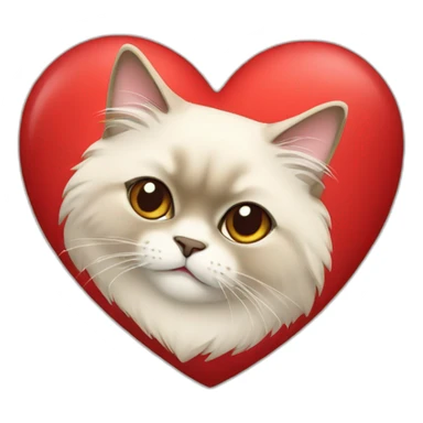 Himalayan cat in red heart sticker