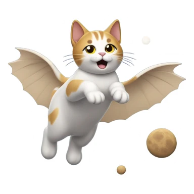 The cat is flying on the moon sticker